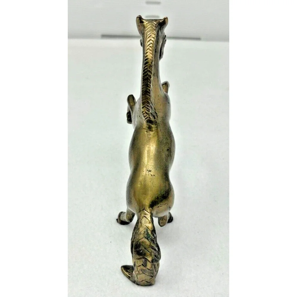 Vintage Brass Horse Wild‎ Rearing Figurine Statue Equestrian Western Ranch Lodge